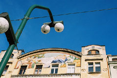 Streetlight and facade, Prague.