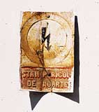 A warning sign in Lipscani, Bucharest.