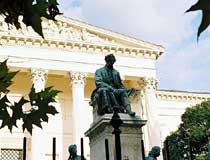 A statue in front of the National Museum, Budapest.